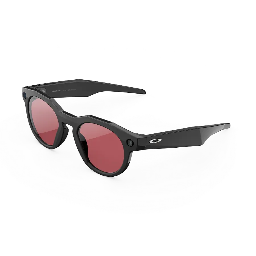 Vue de trois-quarts gauche des lunettes Oakley Meta HSTN avec monture noire et verres Prizm™ Dark Golf.