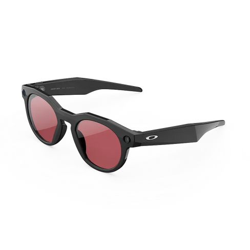 Vue de trois-quarts gauche des lunettes Oakley Meta HSTN avec monture noire et verres Prizm™ Dark Golf.