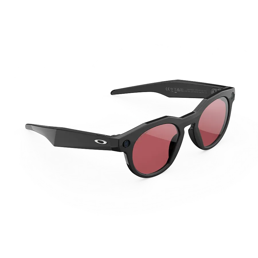 Vue de trois-quarts droite des lunettes Oakley Meta HSTN avec monture noire et verres Prizm™ Dark Golf.