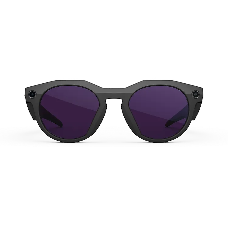 Vue de face des lunettes Oakley Meta HSTN avec monture noire et verres Transitions® Améthyste.