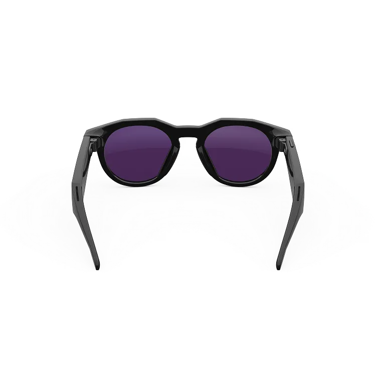 Vue arrière des lunettes Oakley Meta HSTN avec monture noire et verres Transitions® Améthyste.