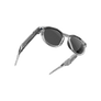 Vue angulaire des lunettes Oakley Meta HSTN avec monture transparente et verres Transitions® gris.