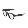 Vue de trois-quarts gauche des lunettes Oakley Meta HSTN avec monture noire et verres transparents.