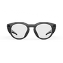 Vue de face des lunettes Oakley Meta HSTN avec monture noire et verres transparents.