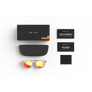 Fournis avec vos lunettes Oakley Meta : étui de chargement Oakley Meta, lunettes IA Oakley Meta et guide de démarrage.