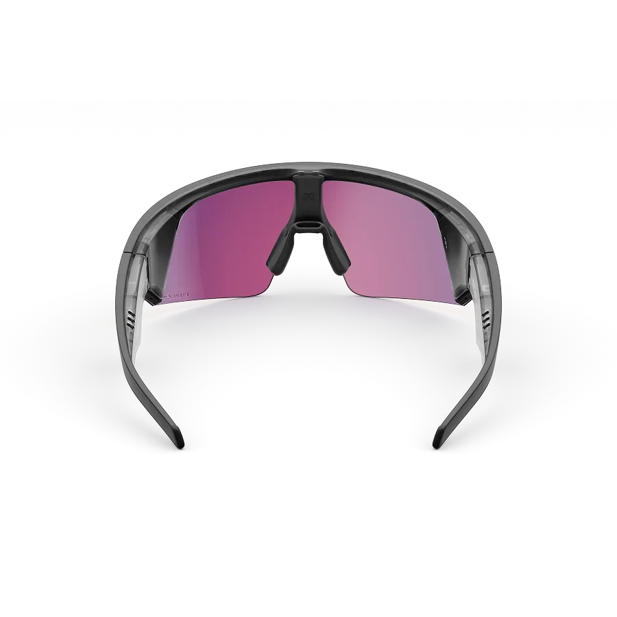 Vue arrière des lunettes Oakley Meta Vanguard avec monture noir mat et verres Prizm™ Road.