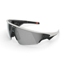 Vue de trois-quarts gauche des lunettes Oakley Meta Vanguard avec monture blanc mat et verres Prizm™ Black.