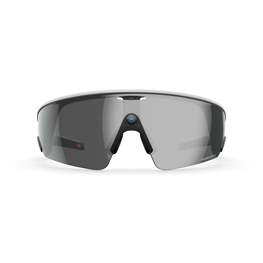 Vue de face des lunettes Oakley Meta Vanguard avec monture blanc mat et verres Prizm™ Black.