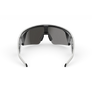 Vue arrière des lunettes Oakley Meta Vanguard avec monture blanc mat et verres Prizm™ Black.