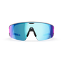 Vue de face des lunettes Oakley Meta Vanguard avec monture blanc mat et verres Prizm™ Sapphire.