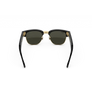 Vue arrière des lunettes Ray-Ban Meta Audio Clubmaster avec monture noir brillant et verres or vert.
