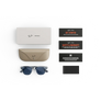 Articles inclus lors de l’achat des Ray-Ban Meta Audio Clubmaster : étui de chargement Ray-Ban Meta, lunettes Ray-Ban Meta AI et guide de démarrage.