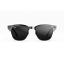 Vue avant des Ray-Ban Meta Audio Clubmaster avec monture gris fer transparent et verres gris fusil polarisés.
