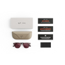 Articles inclus lors de l’achat des Ray-Ban Meta Audio Clubmaster : étui de chargement Ray-Ban Meta, lunettes Ray-Ban Meta AI et guide de démarrage.