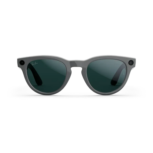 Vue avant des lunettes Ray-Ban Meta avec monture gris astéroïde brillant et verres Transitions® émeraude.