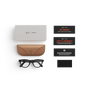 Articles inclus lors de l’achat des lunettes Ray-Ban Meta : étui de chargement Ray-Ban Meta, lunettes IA Ray-Ban Meta et guide de démarrage.