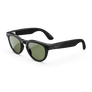 Vue de gauche des lunettes Ray-Ban Meta Headliner avec monture noir brillant et verres solaires verts.