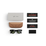 Articles inclus lors de l’achat des lunettes Ray-Ban Meta : étui de chargement Ray-Ban Meta, lunettes IA Ray-Ban Meta et guide de démarrage.