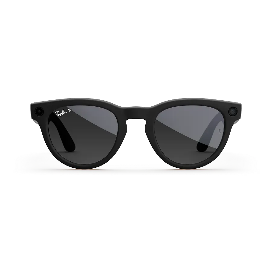 Vue avant des lunettes Ray-Ban Meta Headliner avec monture Noir mat et verres solaires Dégradé Graphite polarisés.