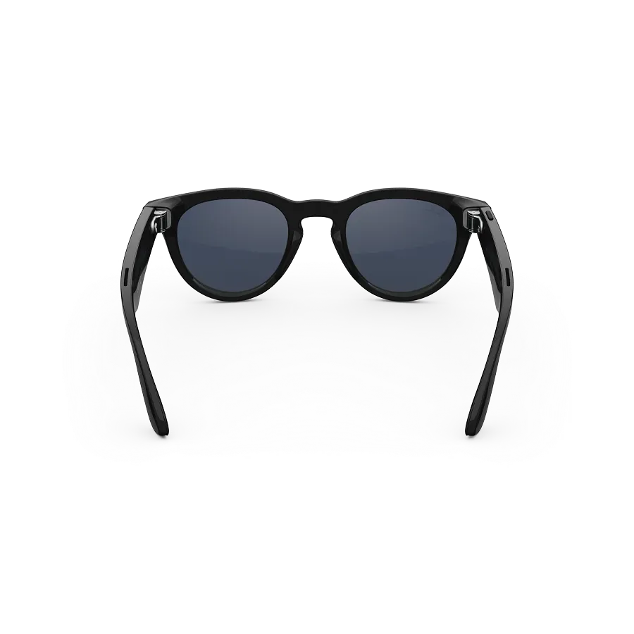 Vue arrière des lunettes Ray-Ban Meta avec monture Noir Brillant et verres Transitions® Saphir.
