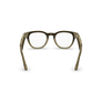 Vue arrière des lunettes Ray-Ban Meta Scriber Optics (Gen 2) avec monture Beige Pierre Transparent brillant et verres transparents.