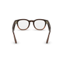 Vue arrière des lunettes Ray-Ban Meta Scriber Optics (Gen 2) avec monture transparente marron brillant et verres transparents.