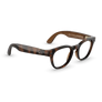 Vue de trois quarts droite des lunettes Ray-Ban Meta Scriber Optics (Gen 2) avec monture Havana et verres transparents.