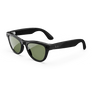 Vue de gauche des lunettes Ray-Ban Meta avec monture Noir Brillant et verres solaires verts.