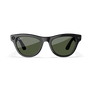 Vue avant des lunettes Ray-Ban Meta avec monture Noir Brillant et verres solaires verts.
