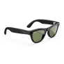Vue de droite des lunettes Ray-Ban Meta avec monture Noir Brillant et verres solaires verts.