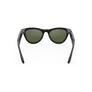 Vue arrière des lunettes Ray-Ban Meta avec monture Noir Brillant et verres solaires verts.