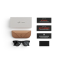 Articles inclus avec l’achat des lunettes Ray-Ban Meta : étui de chargement Ray-Ban Meta, lunettes IA Ray-Ban Meta et guide de démarrage.