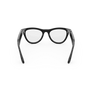 Vue arrière des lunettes Ray-Ban Meta avec monture noir brillant et verres transparents.
