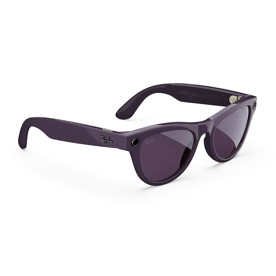Vue de droite des lunettes Ray-Ban Meta avec monture Violet mystique brillant et verres Transitions® Améthyste.